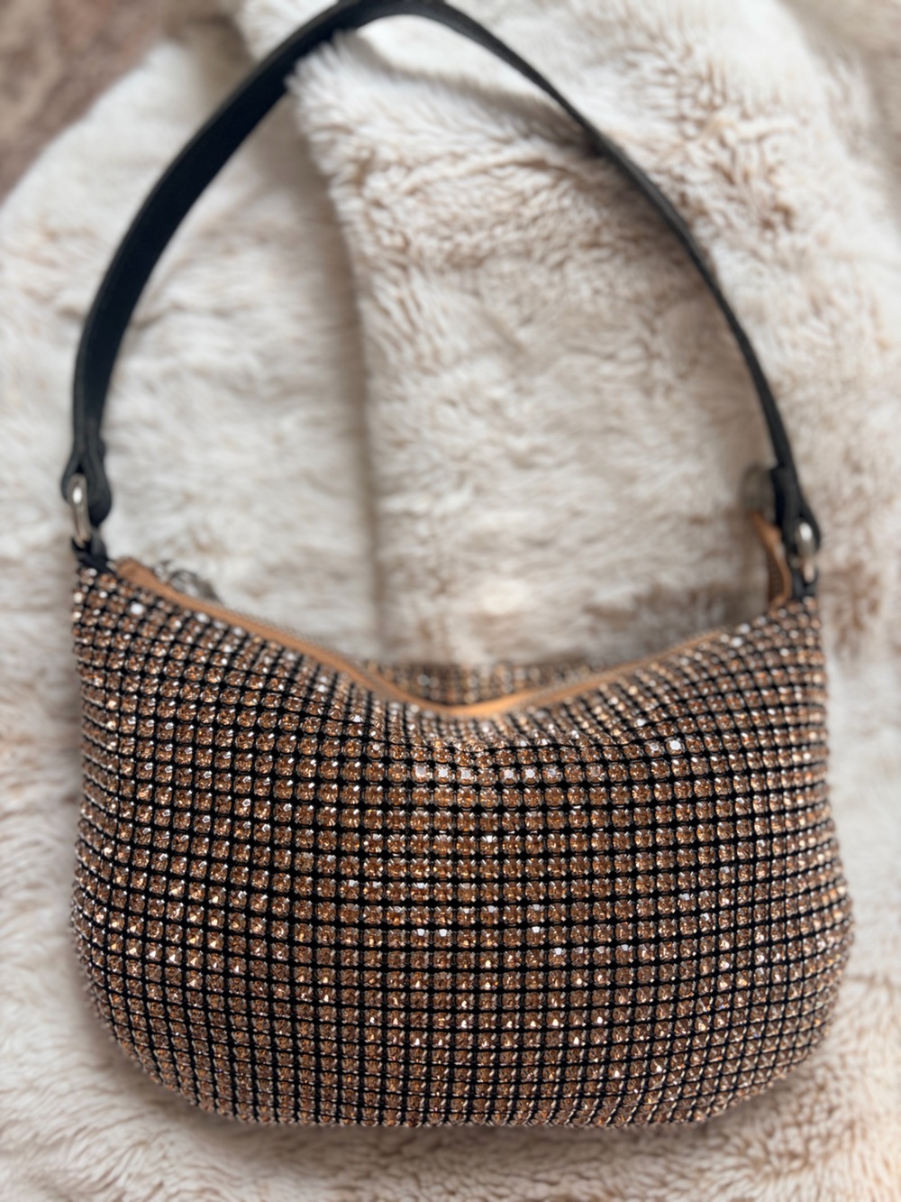 Y2K Rhinestone Crystal Shoulder Bag Baguette Hobo Swarovski Look Going Out Purse